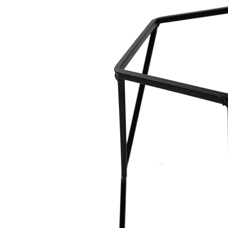 Three - Piece Of Geometric Black Wall Planters With Fir Wood , Ideal For Interior Decorative Features, Sizes: L 9.8X9.8X16.5 M 8.3X8.3X15.4 S 7.1X7.1X13.4 Inches 3 Elements, Decorating, Dimensions: