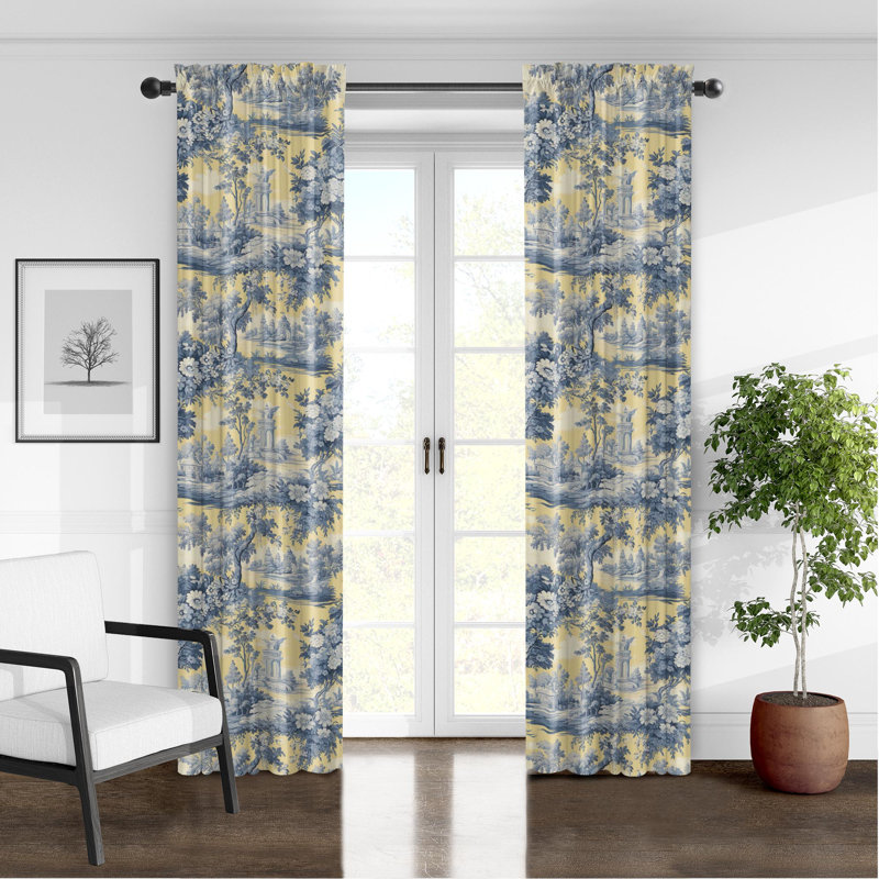 Paire de rideaux en coton avec passe-tringle Giverny, L 50 po x L 108 po