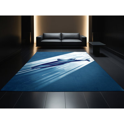 Tapis bleu drone volant en machine lavable à la machine Maurice