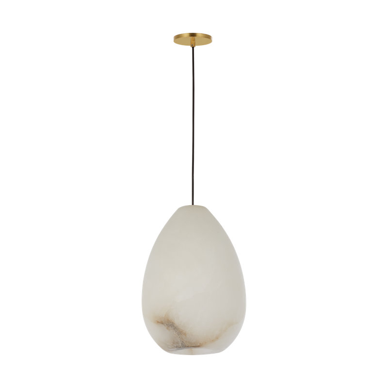 Sean Lavin Alina 1-light Pendant in Hand Rubbed Antique Brass with Alabaster shade, 13.3" H x 4.8" W, No