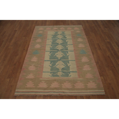 Geometric Wool Kilim Handwoven Rug 4x6