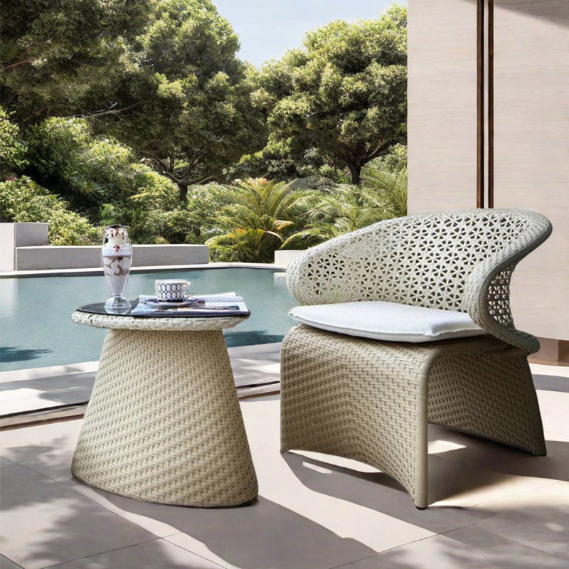 Ensemble de conversation d'extérieur avec coussins PE Rattan