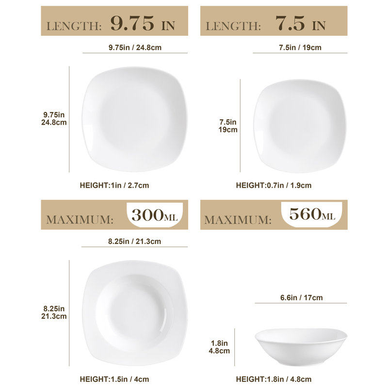 24 Piece Dinnerware Set, Service for 6 