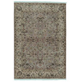 Hand Knotted Wool Area Rug in Taupe And Ivory