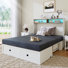 Grand lit escamotable avec matelas à trois volets 6 po, lumières à DEL RVB et station de charge USB-C