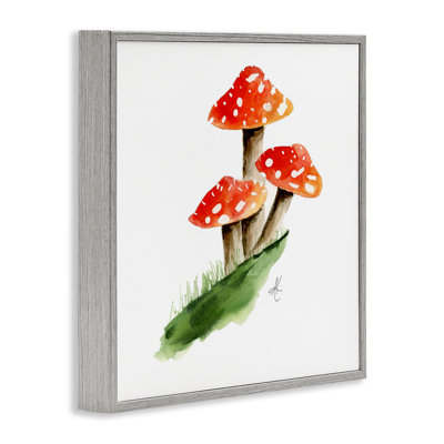 Red Mushroom Trio Framed Giclee Art by Alexandria Gilbert Kincaid