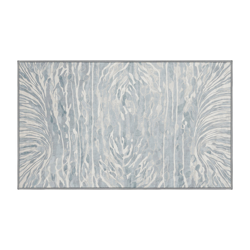 Machine Washable Gray Area Rug, Rectangle 5' x 7'