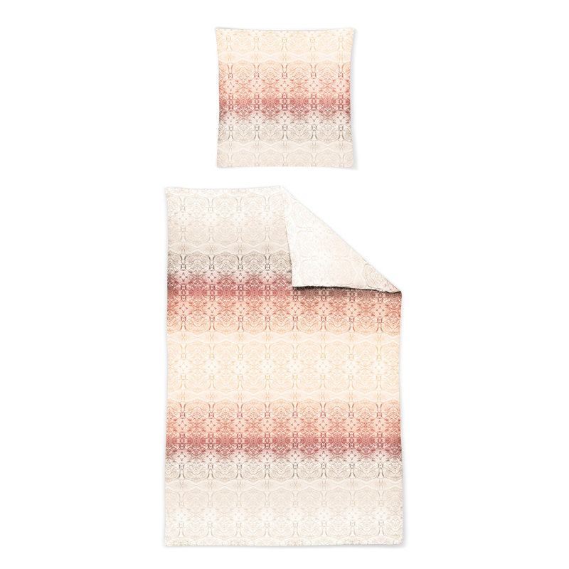 Capri Organic Sateen Duvet Cover Set, 200 x 200 cm - 1 Kissenbezug 80 x 80 cm, Grey and orange