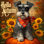 Golden retriever avec citrouille V - art mural sur toile tendue