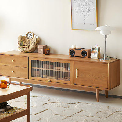 Solid Wood TV Stand with Drawers