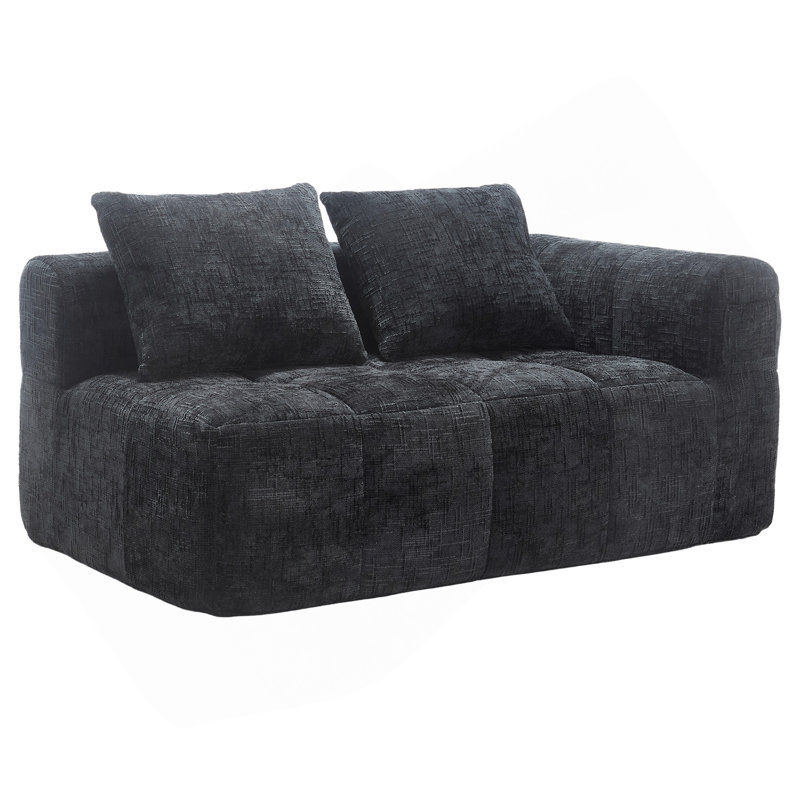 Canapé en chenille, canapé-lit modulaire minimaliste pour salon, salon et chambre à coucher, Noir