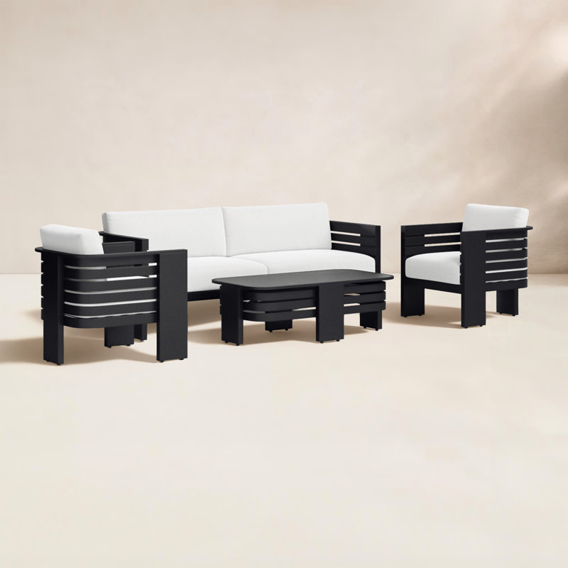 Ari 5-Person 4-Piece Powder Coated Aluminum Patio Seating Group with Sunbrella Cushions