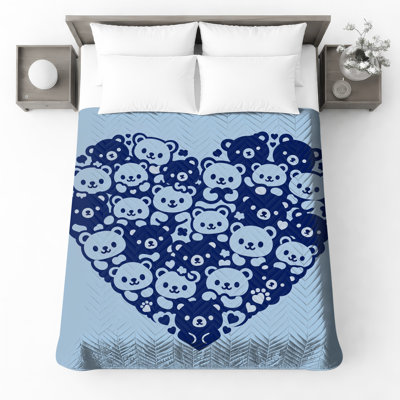 Couvre-lit matelassé à motif d'ours en forme de cœur toutes tailles