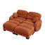Canapé modulaire confortable à 2 places en tissu de chenille plissé avec siège ergonomique en mousse haute densité, canapé modulaire en forme de L avec 2 repose-pieds, accoudoirs arrondis arrondis et 2 coussins décoratifs ronds-1165379636-1165379637