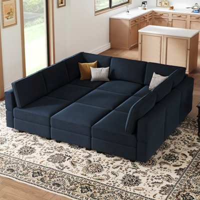 Wylodene 90.2" Wide Velvet Reversible Storage Modular Sofa Sectional Couch Convertible Livingroom Bedroom Large Sofa Bed Sleeper