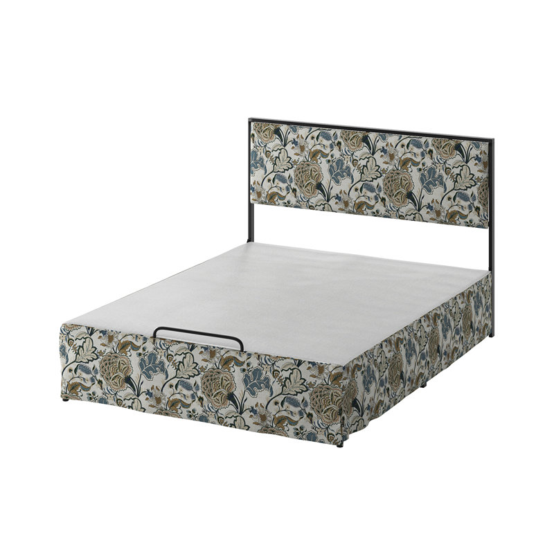 Neilius Upholstered Platform Bed with Washable Slipcover, Queen, Pattern Yellow
