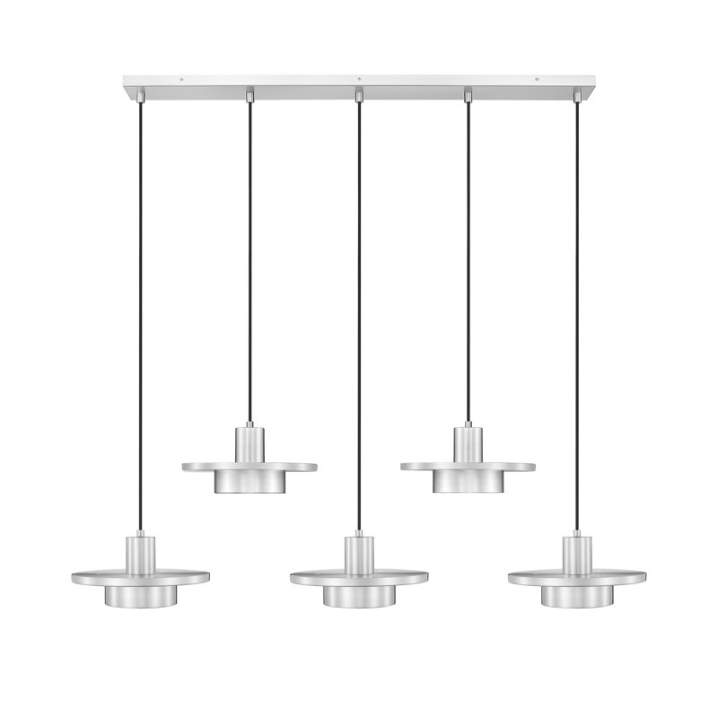 Ludo Brushed Nickel 5 Light Linear Chandelier, Brushed Nickel