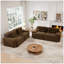 Set of 2 Double-Seat Sofas, Corduroy Upholstered Sofa Set with Tufted Design, No Assembly Required for Living Room Apartment Studio, Camel-130150043