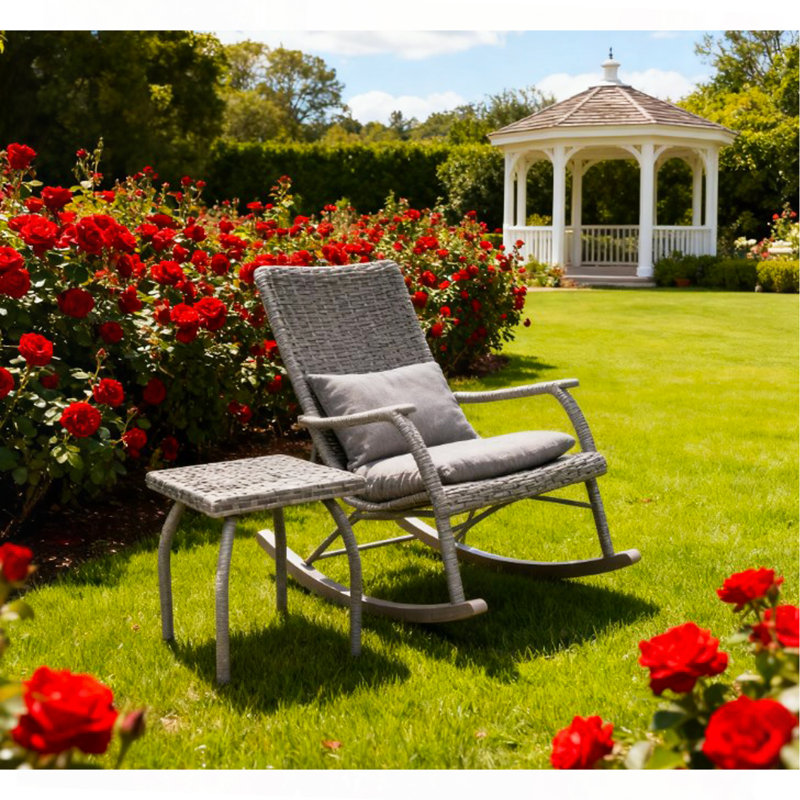 Petite table de bout carrée en rotin, table d'appoint en osier pour l'extérieur, table basse en matériau résistant aux intempéries pour le jardin, le balcon et la cour