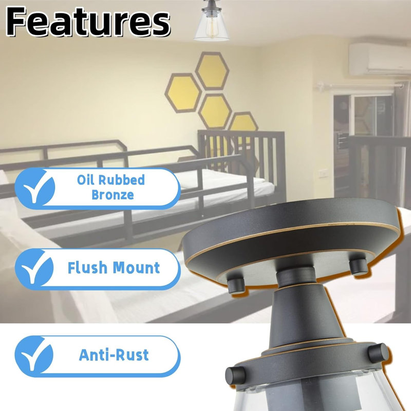2-Pack Semi Flush Mount Ceiling Light Fixture
