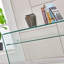 Console en verre, console en verre trempé transparent avec bureaux à bords arrondis, table de canapé
