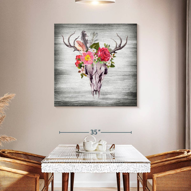 Couronne florale de crâne de cerf Kerner, H 39 po x l 39 po