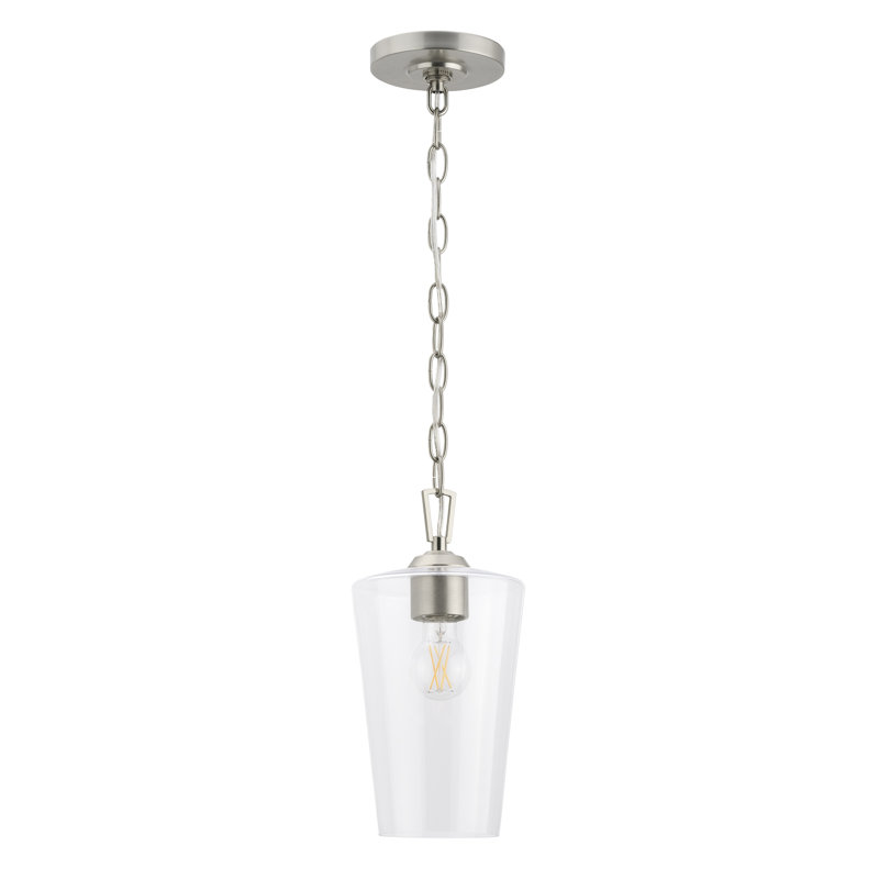 Luminaire suspendu à une lumière Celino avec verre transparent, Nickel brossé