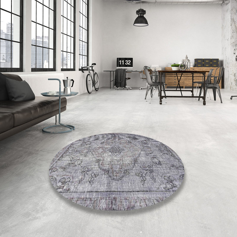 Tapis gris/beige traditionnel Ohio, Rond 4 pi