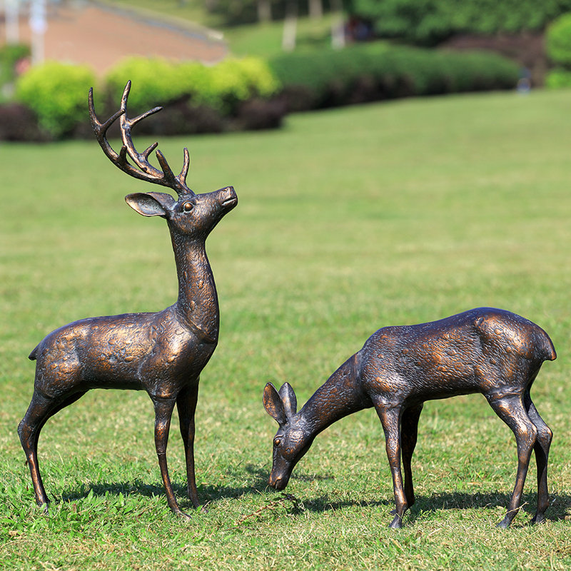 Meadow Wanderers Deer Pair Garden Sculpture