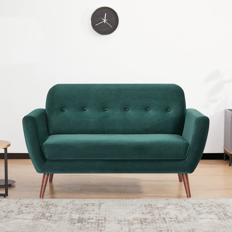 Carolos Upholstered 58'' Loveseat, Green Velvet