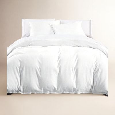 Hera Washed Linen Flange Modern Rustic Chic 3 Piece Comforter Set