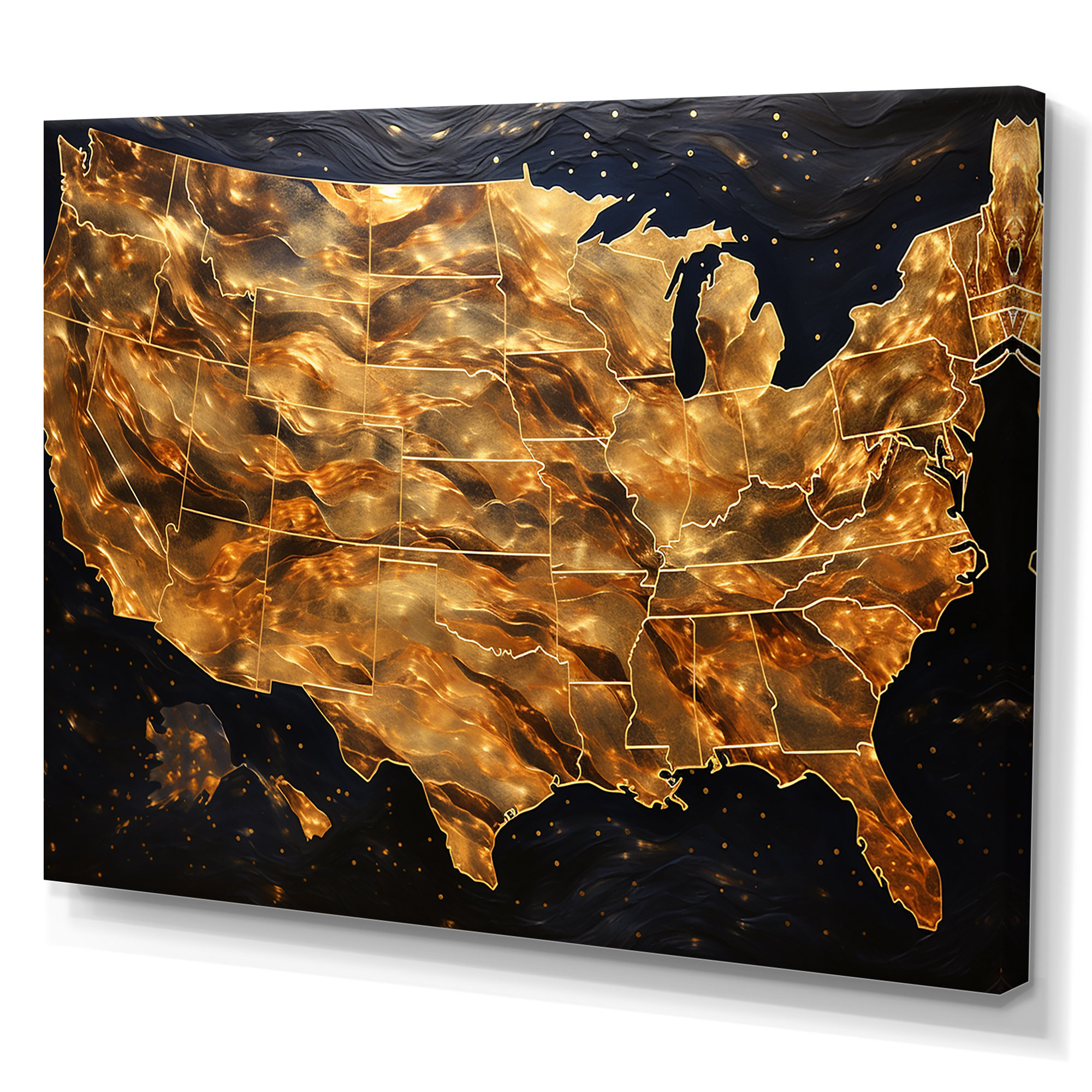 DesignArt USA Map Starry States USA Map Canvas Art Print Wayfair