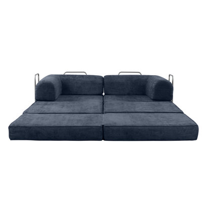Velvet Compressed Daybed lounge Sofa with Ottoman