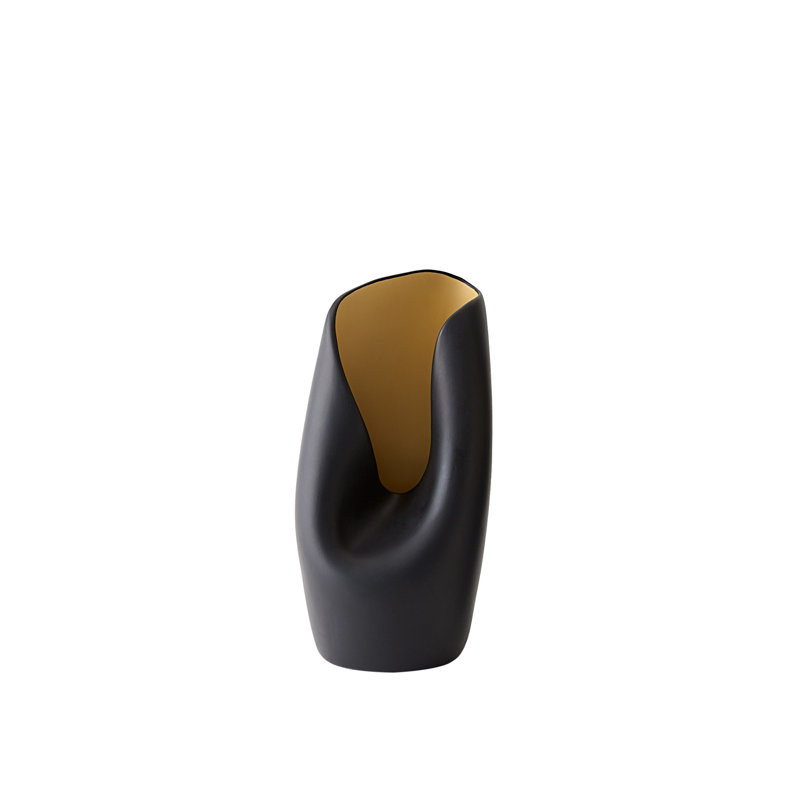 Avian Vase-Black/Gold-Sm, 15" H x 8" W x 6.5" D