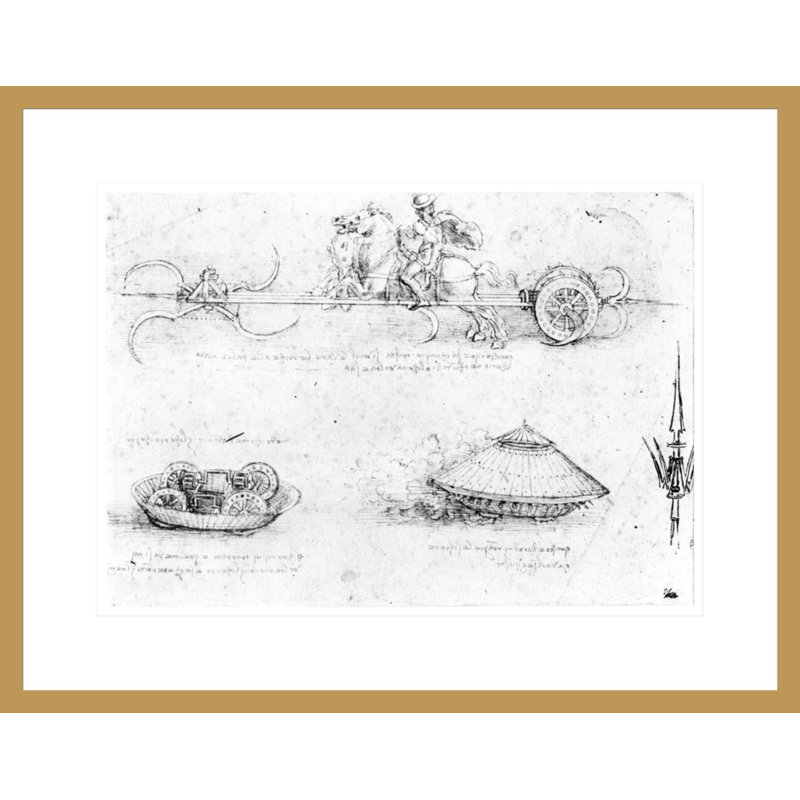 Conception pour char et voiture blindée par Leonardo Da Vinci, H 17,06 po x l 21,75 po