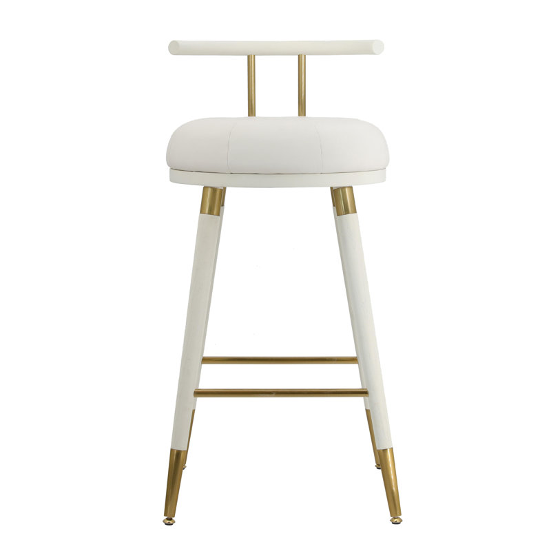 Tabouret en velours Juniper, Tabouret de comptoir (siège d'une hauteur de 25,6, Brun / or, Crème, crème
