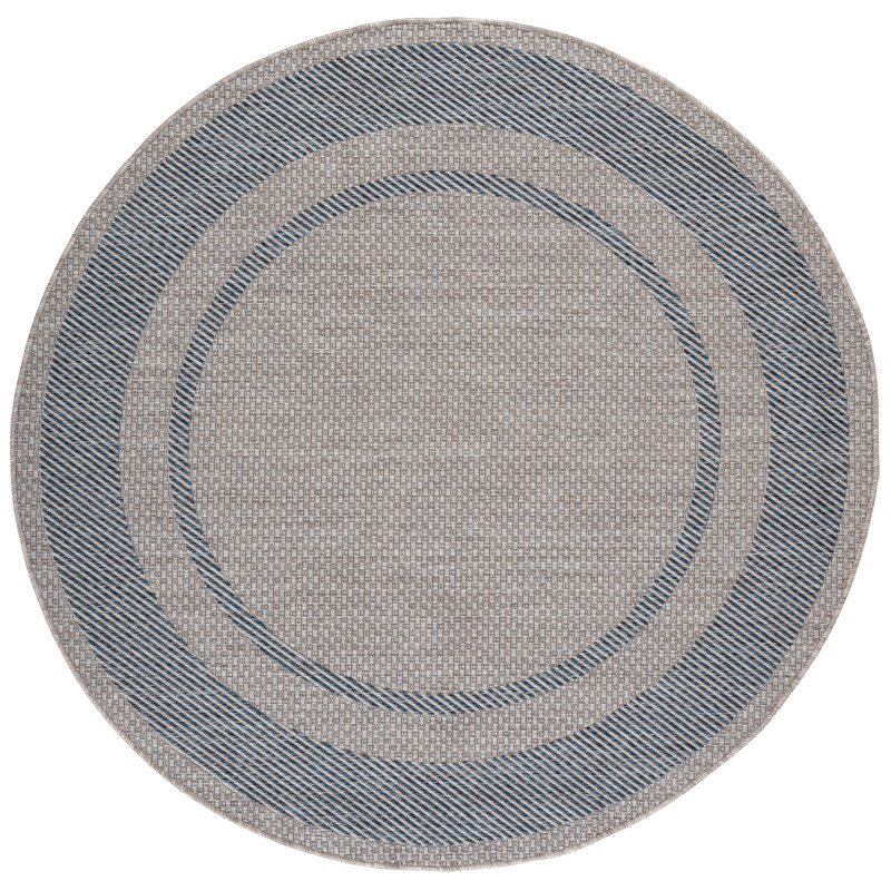 Courtyard Power Loom Performance No Pattern Indoor Rug, 6'-7" x 6'-7" Round