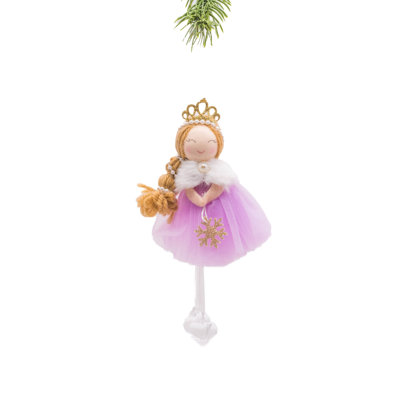 Princesse suspendue en tissu violet avec pompons