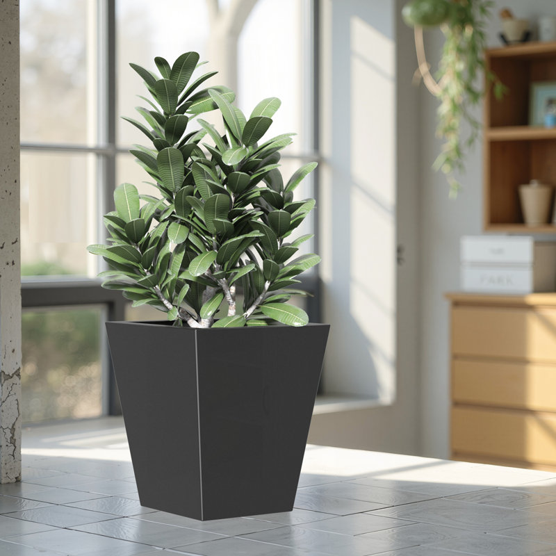 Versatile Metal Planter for All Settings, Enhancing Garden and Home Aesthetics, Black, 19" H x 22" W x 19" D