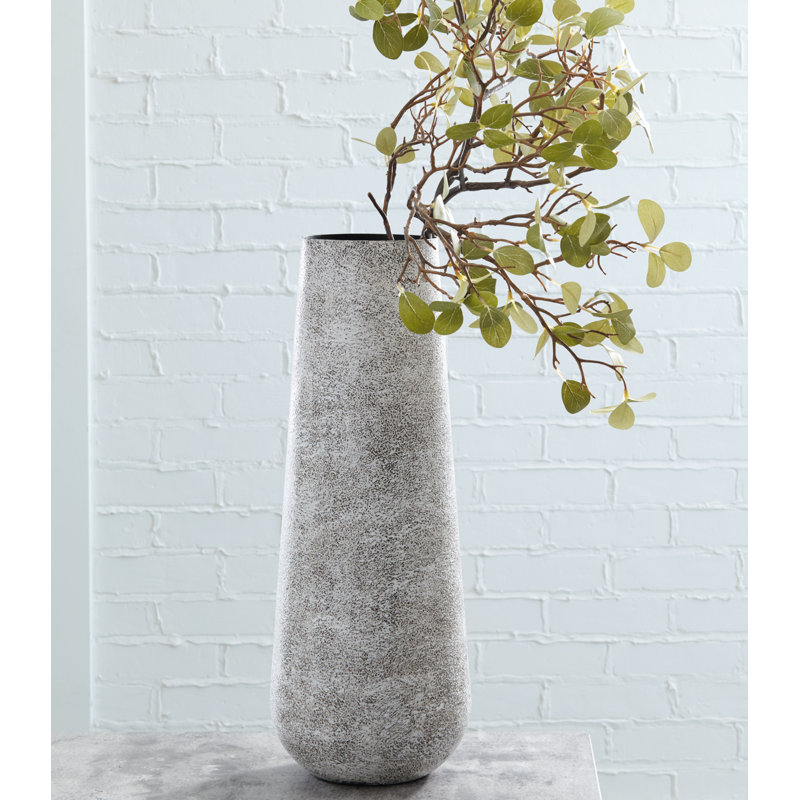 Bogey Metal Table Vase, Antique Gray, 21" H x 8" W x 8" D