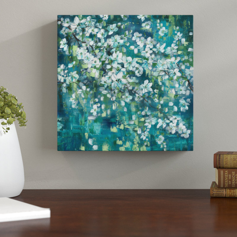 Teal Blossoms III by Tre Sorelle Studios - Wrapped Canvas Print, 30.48cm H x 30.48cm W