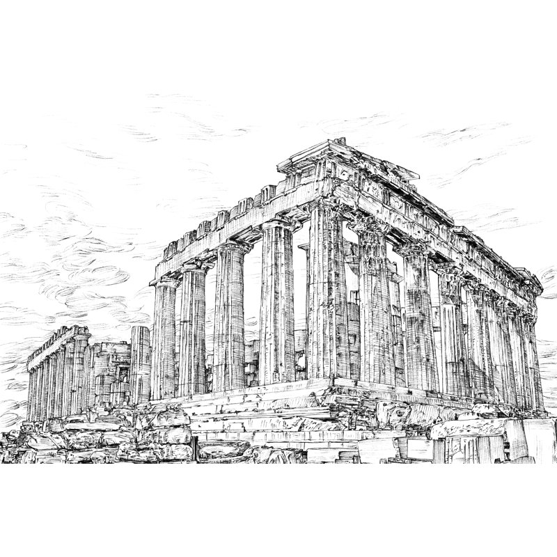 Grèce secrète en noir et blanc I, H 20 po x l 30 po x P 1,25 po