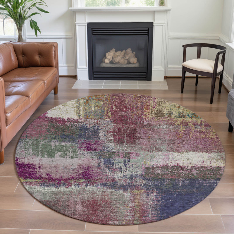 Premium Machine Washable Kumbhar AMF1354 Modern Rug, Round 8'