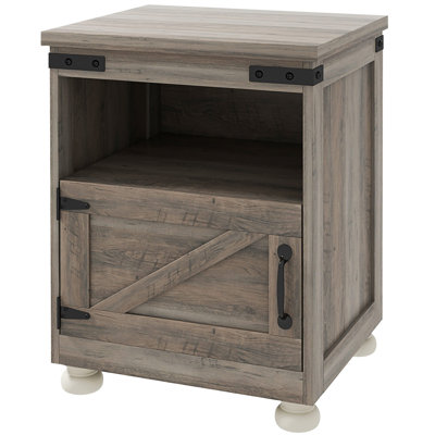 Storage Side Table, Gray. Modern End Table With Shelf & Cupboard. Wood Legged For Living Room. Construction. 17.7"X15.4"X23.6". Can Hold 110 Lbs Gray Storage. Style Open And Broad Space Legs. Stable