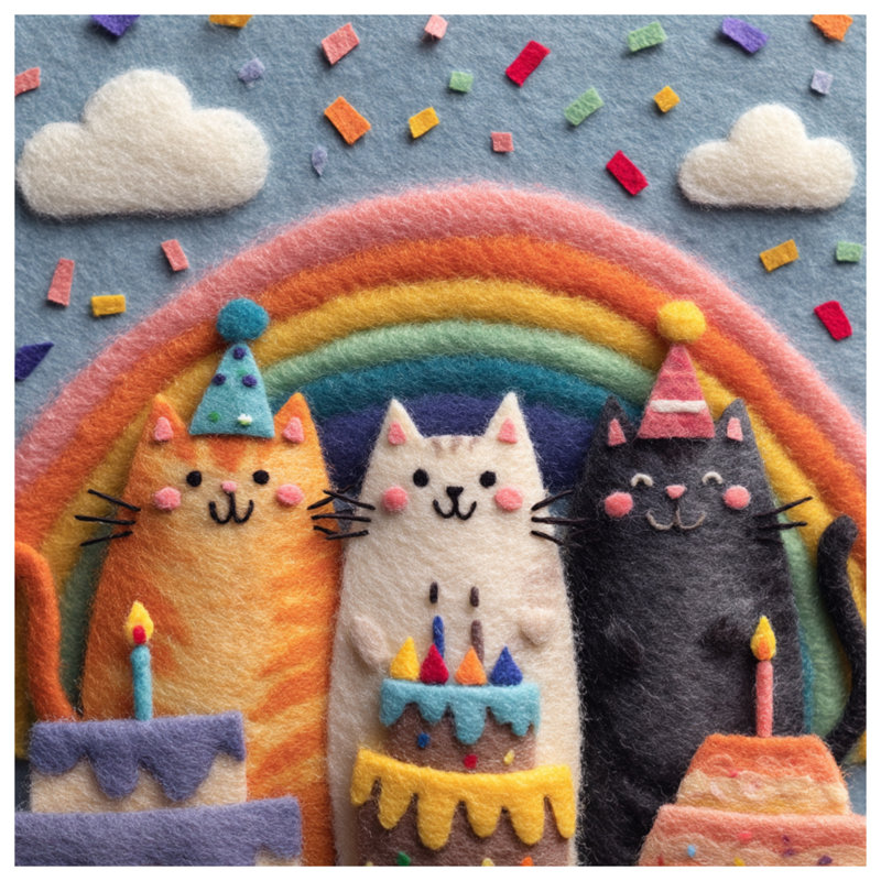 Tapis de bain Chats avec gâteaux d'anniversaire, L 34 po x L 21 po