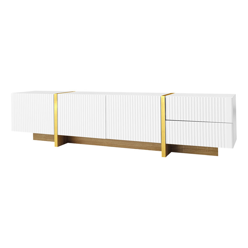 TV Stand for TVs up to 85", White/Yellow