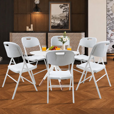 Chaises pliantes robustes pour l'intérieur et l'extérieur, capacité de 600 lb, ensemble de 6, blanc