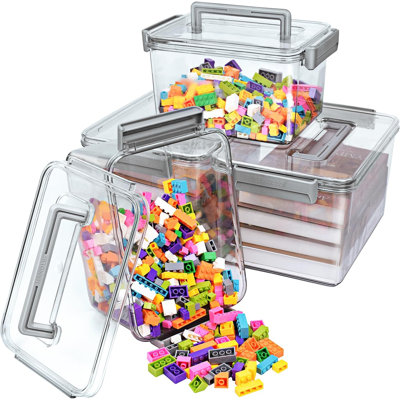 4-pack Stackable Plastic Storage Bins With Lids
