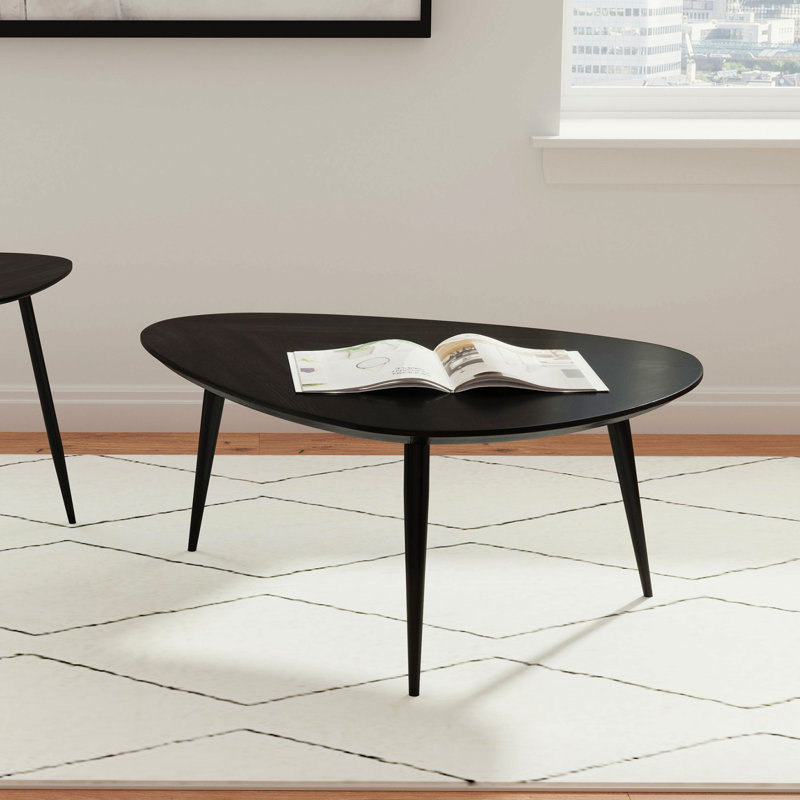 Black Triangular Solid Wood Coffee Table