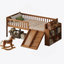 Structure de lit avec tablette de rangement, lit en bois avec glissoire et échelle, garde-corps-1688933921